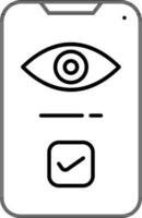 Eye check in Smartphone Screen icon in line art. vector