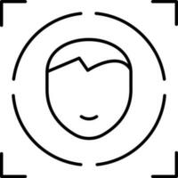 Human Face Scan icon in black thin line art. vector