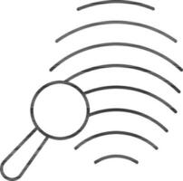 Search Fingerprint icon in black line art. vector