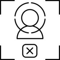 Cancel Face Scan icon in thin line art. vector