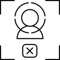 Cancel Face Scan icon in thin line art. vector