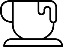 Overflowing coffee or tea cup in thin line art. vector