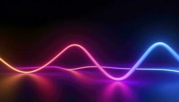 3d rendering, the abstract background of colorful neon wavy lines glowing in the dark. Modern simple wallpaper, generates ai photo