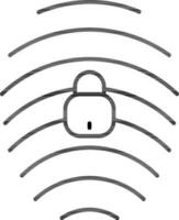 Flat style Fingerprint Lock icon in line art. vector