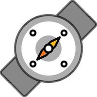 Compass wristwatch icon in gray color. vector