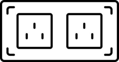 Flat style Three pin sockets icon in line art. vector