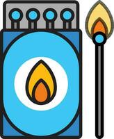 Matchbox with fire stick icon or symbol. vector