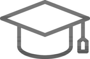 Graduation Cap or Mortarboard Icon in Flat Style. vector