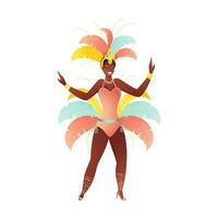 Female samba dancer in Dancing Pose on White Background. vector