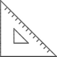Triangle Ruler icon in black line art. vector