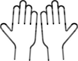 Line art Open hand icon in flat style. vector