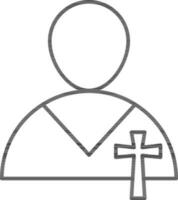 Christian human icon in thin line art. vector