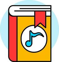 música Nota libro icono en rojo y amarillo color. vector