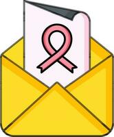 ilustración de cáncer cinta símbolo en papel con sobre icono. vector