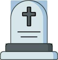 cementerio icono en azul y gris color. vector