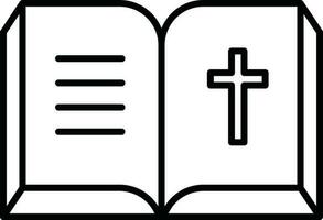 línea Arte abierto Biblia icono en plano estilo. vector