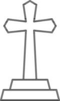 Jesus cross icon in thin line art. vector