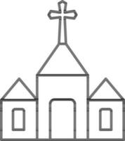 Black line art illustration of Church icon. vector