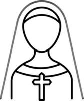 Line art Nuns sisters icon in flat style. vector