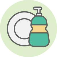 Clean Plate with Spray Bottle icon on round green background. vector