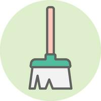 Flat style Broom icon on round green background. vector