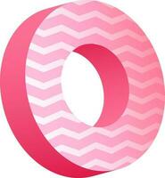 Pink and white zero number or circle. vector