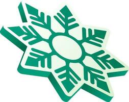 Green paper cut snowflake on white background. vector