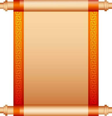 Chinese scroll letter in golden and orange color.