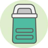 Flat style Dustbin icon in green and gray color. vector