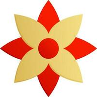Red and yellow paper flower on white background. vector