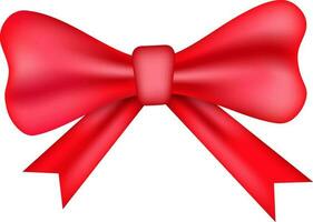 Glossy red bow ribbon on white background. vector