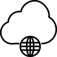 Line art illustration of Internet cloud technology icon. vector