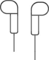 Black line art illustration of Earbuds icon. vector