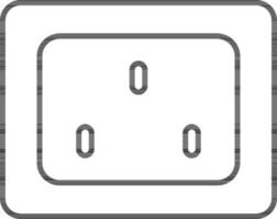 Line art three pin socket icon in flat style. vector