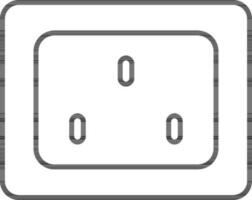 Line art three pin socket icon in flat style. vector