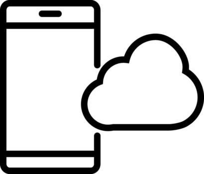 Cloud computing with smartphone icon in thin line art. vector