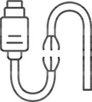 Broken usb cable icon in line art. vector