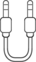 Black line art illustration of Two side usb cable icon. vector