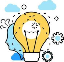 Vector illustration of Human with Light bulb, Cloud and Cogwheel icon for Brainstorm or Idea concept.
