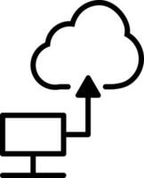 Line art illustration of cloud server connected computer icon. vector