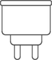 Black line art illustration of Charger plug icon. vector