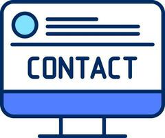 Online contact from computer icon in blue and white color. vector