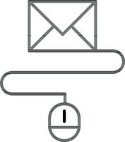 Line art illustration of Email or Envelope with mouse icon. vector