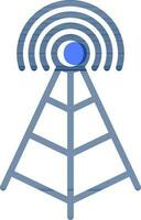 Signal tower icon or symbol in blue color. vector