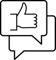 Thumb up or Like message icon in line art. vector