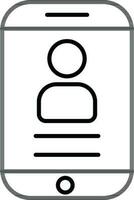 Line art User or profile on smartphone icon in flat style. vector