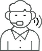Man call with microphone icon in line art. vector