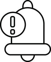 Line art Warning bell icon in flat style. vector