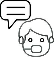 Line art illustration of Man call with microphone icon. vector