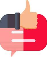 Thumbs up or Like message icon in flat style. vector